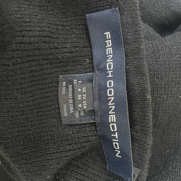 French Connection Sweater Dress Ribbed Knit Fabric Functional Pockets Black W XS - Picture 3 of 8